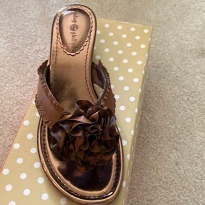 Lindsay Phillips switch flops, bronze dress shoe